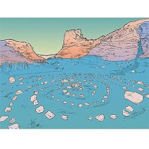 Wee Blue Coo Isle of Skye Scotland Fairy Glen Stone Circle Illustration Canvas Art Print Wee Blue Coo Isle of Skye Scotland Fairy Glen Stone Circle Illustration Canvas Art Print