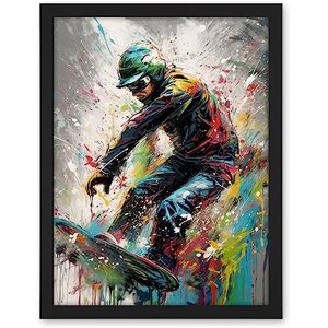 Artery8 Snowboarding Extreme Sport Athlete Paint Splat Artwork Framed Wall Art Print 18X24 Inch Artery8 Snowboarding Extreme Sport Athlete Paint Splat Artwork Framed Wall Art Print 18X24 Inch