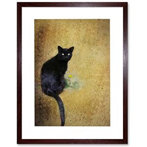 Wee Blue Coo Photo Composition Cat Black Flower Yellow Cool Picture Framed Wall Art Print Wee Blue Coo Photo Composition Cat Black Flower Yellow Cool Picture Framed Wall Art Print