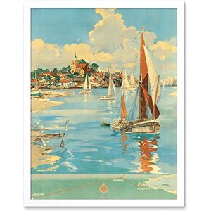 Wee Blue Coo Travel England Maldon British Railways Harbour Sail Boat Art Print Framed Poster Wall Decor 12X16 Inch Wee Blue Coo Travel England Maldon British Railways Harbour Sail Boat Art Print Framed Poster Wall Decor 12X16 Inch