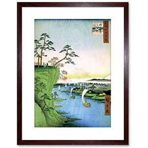 Wee Blue Coo Painting Japanese Woodblock Boats River Cliff Top Framed Wall Art Print Wee Blue Coo Painting Japanese Woodblock Boats River Cliff Top Framed Wall Art Print