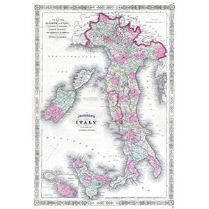 Wee Blue Coo Map 1864 Johnson Italy Vintage Wall Art Print Wee Blue Coo Map 1864 Johnson Italy Vintage Wall Art Print