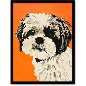 Artery8 Dog Lover Cute Shih Tzu Vibrant Orange Portrait Living Room Artwork Framed Wall Art Print A4 Artery8 Dog Lover Cute Shih Tzu Vibrant Orange Portrait Living Room Artwork Framed Wall Art Print A4