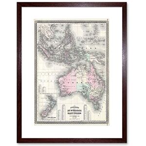 Wee Blue Coo Map Johnson 1870 Australia East Indies Asia Picture Framed Wall Art Print Wee Blue Coo Map Johnson 1870 Australia East Indies Asia Picture Framed Wall Art Print