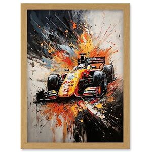 Artery8 - Yellow Race Car Spatter - Framed - A4 - Wall Art Artery8 - Yellow Race Car Spatter - Framed - A4 - Wall Art
