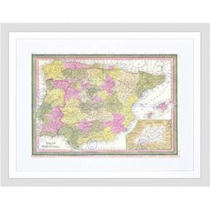 Wee Blue Coo 1850 Mitchell Map Spain And Portugal Vintage Framed Wall Art Print Wee Blue Coo 1850 Mitchell Map Spain And Portugal Vintage Framed Wall Art Print