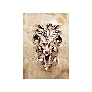 Wee Blue Coo Painting Drawing Tattoo Sketch Gargoyle Face Grunge Wall Art Print Wee Blue Coo Painting Drawing Tattoo Sketch Gargoyle Face Grunge Wall Art Print