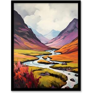 Artery8 Scotland Glencoe Valley Oil Painting Majestic Mountains And River With Heather Shrubs Artwork Framed Wall Art Print 18X24 Inch Artery8 Scotland Glencoe Valley Oil Painting Majestic Mountains And River With Heather Shrubs Artwork Framed Wall Art Print 18X24 Inch