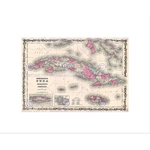 Wee Blue Coo 1862 Johnson Map Cuba And Porto Rico Vintage Wall Art Print Wee Blue Coo 1862 Johnson Map Cuba And Porto Rico Vintage Wall Art Print