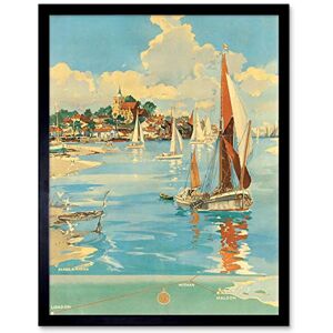 Wee Blue Coo Travel England Maldon British Railways Harbour Sail Boat Art Print Framed Poster Wall Decor 12X16 Inch Wee Blue Coo Travel England Maldon British Railways Harbour Sail Boat Art Print Framed Poster Wall Decor 12X16 Inch