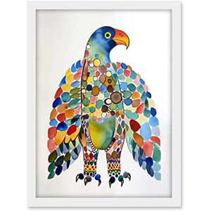Artery8 Bald Eagle Multicolour Pattern Portrait Folk Art Watercolour Painting Artwork Framed A3 Wall Art Print Artery8 Bald Eagle Multicolour Pattern Portrait Folk Art Watercolour Painting Artwork Framed A3 Wall Art Print