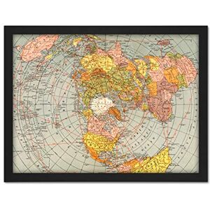 Artery8 Map Matthews-Northrup 1943 World Polar Azimuthal Projection Artwork Framed Wall Art Print 18X24 Inch Artery8 Map Matthews-Northrup 1943 World Polar Azimuthal Projection Artwork Framed Wall Art Print 18X24 Inch