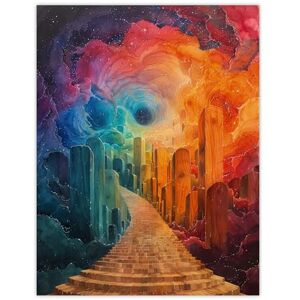 Artery8 Rainbow Cloud Portal Heaven Stairway Fantasy Art For Living Room Extra Large XL Wall Art Poster Print Artery8 Rainbow Cloud Portal Heaven Stairway Fantasy Art For Living Room Extra Large XL Wall Art Poster Print