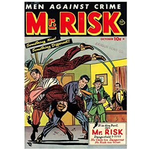 Wee Blue Coo Comic Super Hero Cover Mr Risk Vintage Wall Art Print Wee Blue Coo Comic Super Hero Cover Mr Risk Vintage Wall Art Print