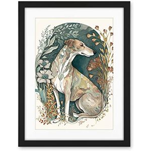 Artery8 Greyhound Dog in Flower Field Modern Pastel Boho Watercolour Illustration Artwork Framed Wall Art Print 18X24 Inch Artery8 Greyhound Dog in Flower Field Modern Pastel Boho Watercolour Illustration Artwork Framed Wall Art Print 18X24 Inch