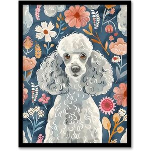 Artery8 Cute Poodle Floral Portrait Blue Pink Dog Lover Living Room Artwork Framed Wall Art Print A4 Artery8 Cute Poodle Floral Portrait Blue Pink Dog Lover Living Room Artwork Framed Wall Art Print A4