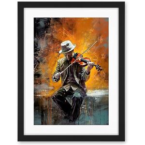 Artery8 Street Musician Playing Jazz Music on his Violin Artwork Framed Wall Art Print 18X24 Inch Artery8 Street Musician Playing Jazz Music on his Violin Artwork Framed Wall Art Print 18X24 Inch