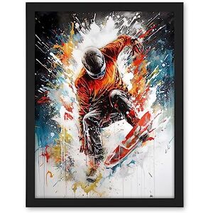 Artery8 Extreme Sports Snowboarding Paint Splat Portrait Artwork Framed Wall Art Print 18X24 Inch Artery8 Extreme Sports Snowboarding Paint Splat Portrait Artwork Framed Wall Art Print 18X24 Inch