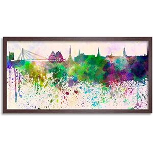 Wee Blue Coo Riga Skyline Latvia Paint Splash Cityscape Long Panel Framed Wall Art Print Wee Blue Coo Riga Skyline Latvia Paint Splash Cityscape Long Panel Framed Wall Art Print