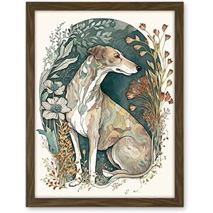 Artery8 Greyhound Dog in Flower Field Modern Pastel Boho Watercolour Illustration Artwork Framed Wall Art Print 18X24 Inch Artery8 Greyhound Dog in Flower Field Modern Pastel Boho Watercolour Illustration Artwork Framed Wall Art Print 18X24 Inch