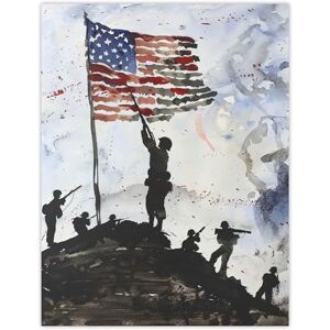 Artery8 Iwo Jima WWII Soldiers American Flag Watercolour Man Cave Extra Large XL Wall Art Poster Print Artery8 Iwo Jima WWII Soldiers American Flag Watercolour Man Cave Extra Large XL Wall Art Poster Print