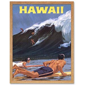 Wee Blue Coo Travel Tourism Hawaii USA Surf Ocean Wave Art Print Framed Poster Wall Decor 12X16 Inch Wee Blue Coo Travel Tourism Hawaii USA Surf Ocean Wave Art Print Framed Poster Wall Decor 12X16 Inch