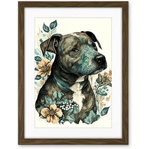 Artery8 Black Staffordshire Bull Terrier and Flowers Detailed Coloured Pencil Portrait Illustration Artwork Framed Wall Art Print 18X24 Inch Artery8 Black Staffordshire Bull Terrier and Flowers Detailed Coloured Pencil Portrait Illustration Artwork Framed Wall Art Print 18X24 Inch