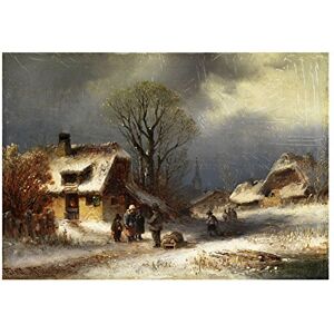 Wee Blue Coo Painting Landscape Urban Doll Wintry Village Scene Wall Art Print Wee Blue Coo Painting Landscape Urban Doll Wintry Village Scene Wall Art Print
