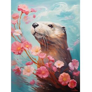 Artery8 Otter with a Pink Cherry Blossom Branch Elegant Oil Painting Floating on Lake Water with Flowers Large Wall Art Poster Print Thick Paper 18X24 Inch Artery8 Otter with a Pink Cherry Blossom Branch Elegant Oil Painting Floating on Lake Water with Flowers Large Wall Art Poster Print Thick Paper 18X24 Inch