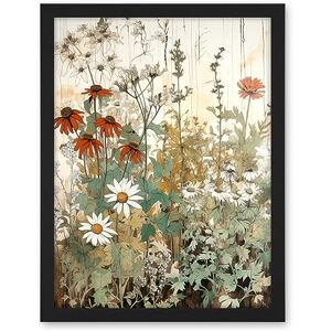 Artery8 Wildflowers Vintage Watercolour Painting Red White Daisy Flowers Spring Field Artwork Framed Wall Art Print 18X24 Inch Artery8 Wildflowers Vintage Watercolour Painting Red White Daisy Flowers Spring Field Artwork Framed Wall Art Print 18X24 Inch