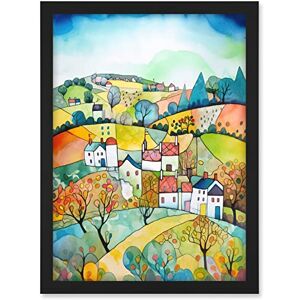 Artery8 English Country Rural Landscape Folk Art Watercolour Painting Artwork Framed A3 Wall Art Print Artery8 English Country Rural Landscape Folk Art Watercolour Painting Artwork Framed A3 Wall Art Print