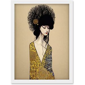 Wee Blue Coo Golden Geisha Girl Abstract Elegant Painting Artwork Framed Wall Art Print A4 Wee Blue Coo Golden Geisha Girl Abstract Elegant Painting Artwork Framed Wall Art Print A4