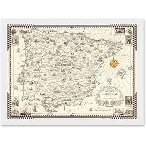 Artery8 Vintage Map Ernest Dudley Chase 1935 Spain Portugal Pictorial Artwork Framed Wall Art Print A4 Artery8 Vintage Map Ernest Dudley Chase 1935 Spain Portugal Pictorial Artwork Framed Wall Art Print A4