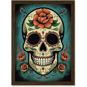 Artery8 Day of Dead Skull Old School USA Tattoo Ink Body Rockabilly Americana 50s Artwork Framed Wall Art Print A4 Artery8 Day of Dead Skull Old School USA Tattoo Ink Body Rockabilly Americana 50s Artwork Framed Wall Art Print A4
