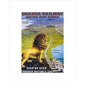 Wee Blue Coo TRAVEL UGANDA RAIL AFRICA LION TRAIN KILIMANJARO VINTAGE FRAMED PRINT B12X121 Wee Blue Coo TRAVEL UGANDA RAIL AFRICA LION TRAIN KILIMANJARO VINTAGE FRAMED PRINT B12X121