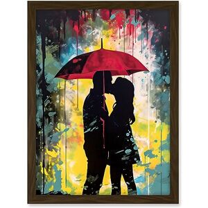 Artery8 Couple Silhouette Kissing Under a Red Umbrella Artwork Framed A3 Wall Art Print Artery8 Couple Silhouette Kissing Under a Red Umbrella Artwork Framed A3 Wall Art Print
