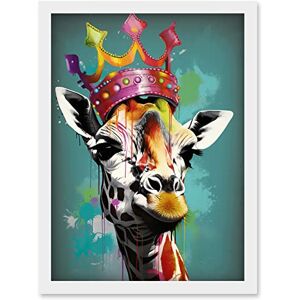 Artery8 - Giraffe Rainbow Crown - A4 - White - Wall Art Artery8 - Giraffe Rainbow Crown - A4 - White - Wall Art