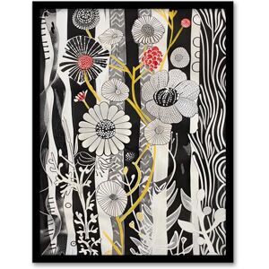 Artery8 Black and White Stripes Abstract Wildflower Garden Living Room Artwork Framed Wall Art Print A4 Artery8 Black and White Stripes Abstract Wildflower Garden Living Room Artwork Framed Wall Art Print A4