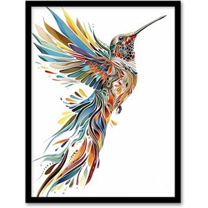 Artery8 Colourful Abstract Sylph Hummingbird Folk Art Living Room Artwork Framed Wall Art Print A4 Artery8 Colourful Abstract Sylph Hummingbird Folk Art Living Room Artwork Framed Wall Art Print A4
