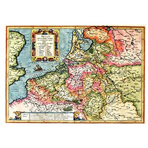 Wee Blue Coo Map Antique Belgium Mercator Colour Wall Art Print Wee Blue Coo Map Antique Belgium Mercator Colour Wall Art Print