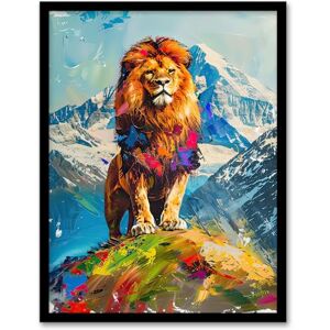 Artery8 Colourful Lion Nature Animal Lover Mountain King Living Room Artwork Framed Wall Art Print 18X24 Inch Artery8 Colourful Lion Nature Animal Lover Mountain King Living Room Artwork Framed Wall Art Print 18X24 Inch