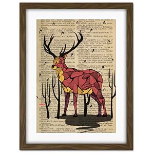 Wee Blue Coo Upcycle Dictionary Stag Deer Artwork Framed Wall Art Print 18X24 Inch Wee Blue Coo Upcycle Dictionary Stag Deer Artwork Framed Wall Art Print 18X24 Inch
