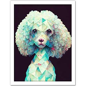 Doppelganger33 LTD The Polygon Poodle Abstract Teal Dog Painting Artwork Framed Wall Art Print 18X24 inch Doppelganger33 LTD The Polygon Poodle Abstract Teal Dog Painting Artwork Framed Wall Art Print 18X24 inch