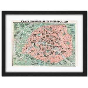 Wee Blue Coo Robelin Paris Monument Map French Artwork Framed Wall Art Print 18X24 Inch Wee Blue Coo Robelin Paris Monument Map French Artwork Framed Wall Art Print 18X24 Inch