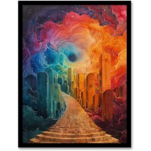 Artery8 Rainbow Cloud Portal Heaven Stairway Fantasy Art For Living Room Artwork Framed Wall Art Print A4 Artery8 Rainbow Cloud Portal Heaven Stairway Fantasy Art For Living Room Artwork Framed Wall Art Print A4