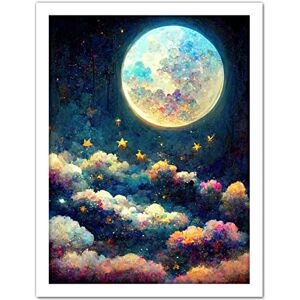 Doppelganger33 LTD Dreamy Night Sky Moon Stars Colourful Clouds Kids Cute Artwork Framed Wall Art Print 18X24 Inch Doppelganger33 LTD Dreamy Night Sky Moon Stars Colourful Clouds Kids Cute Artwork Framed Wall Art Print 18X24 Inch