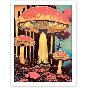 Artery8 Red Mushroom Fungi Pink Blue Bright Psychedelic Nature Kitchen Artwork Framed Wall Art Print 18X24 Inch Artery8 Red Mushroom Fungi Pink Blue Bright Psychedelic Nature Kitchen Artwork Framed Wall Art Print 18X24 Inch