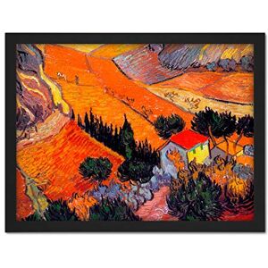 Wee Blue Coo Van Gogh Landscape With House Ploughman 1889 Artwork Framed Wall Art Print 18X24 Inch Wee Blue Coo Van Gogh Landscape With House Ploughman 1889 Artwork Framed Wall Art Print 18X24 Inch