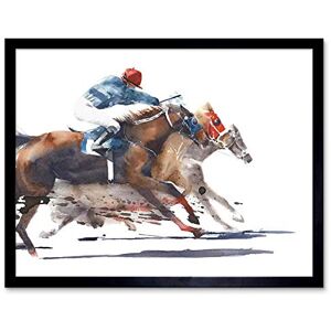 Wee Blue Coo Racing Horses With Jockey Art Print Framed Poster Wall Decor 12X16 Inch Wee Blue Coo Racing Horses With Jockey Art Print Framed Poster Wall Decor 12X16 Inch