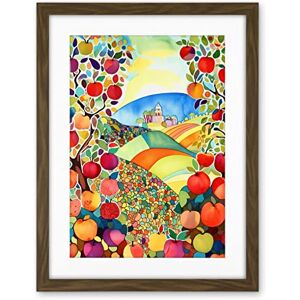 Artery8 Apple Tree Orchard Fields In Summer Folk Art Landscape Watercolour Painting Artwork Framed Wall Art Print 18X24 Inch Artery8 Apple Tree Orchard Fields In Summer Folk Art Landscape Watercolour Painting Artwork Framed Wall Art Print 18X24 Inch